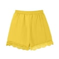 thumbnail image 5 of ZACPNCV Summer Shorts for Girls Elastic Waist Drawstring Lace Trim Pleated Beach Shorts Comfy Loose Lightweight Casual Shorts Yellow 13-14 Years, 5 of 9