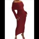thumbnail image 1 of Vestido Ajustado Tipo Suéter con Hombros Descubiertos para Mujer, Elegante, de Larga, para Fiesta en Club, Midi y Formal. Rojo Vino L, 1 of 9