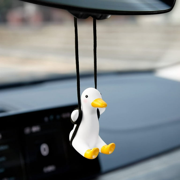 Super Cute Swinging Duck Car Mirror Hanging Ornament Car Interior  Accessories (Duck) 