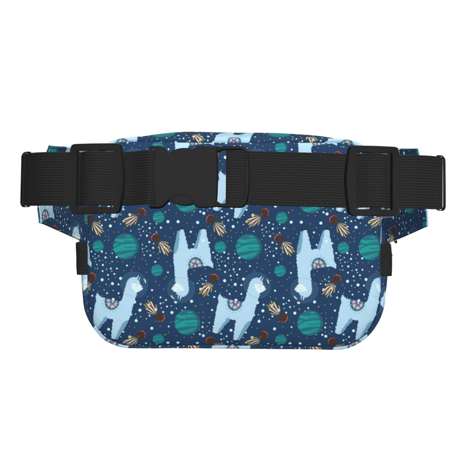 Picia Alpaca Astronaut in Space Print Square Double-Layer Waist Bag Mini Adjustable Waist Belt Bag Exercise Running Travel Hiking