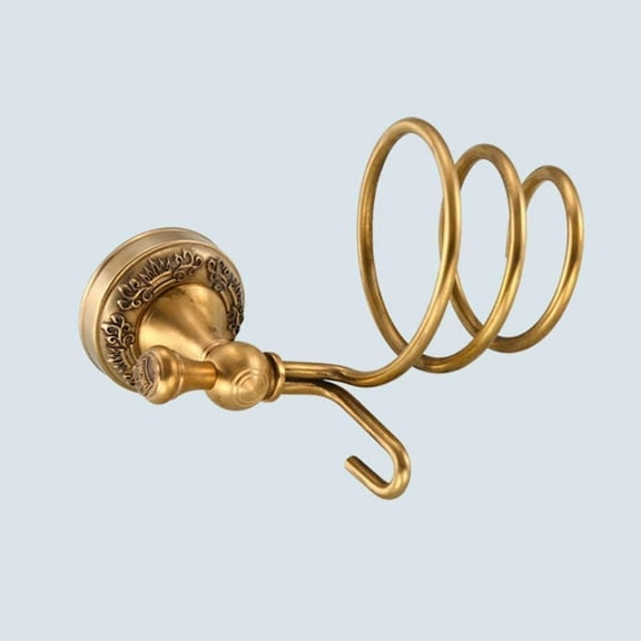 Antique Hair Dryer Rack, Wall Mounted Brass Household Spiral Blow Dryer Rack Organizer for Bathroom Washroom，Easy to use, Clean Bathroom