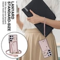thumbnail image 2 of Crossbody Strap Wallet Case for Samsung Galaxy S24 Ultra with Wrist Strap, 360° Rotating Ring Kickstand & Card Holder PU Leather Purse Magnetic Snap Zipper Case Cover for Galaxy S24 Ultra, Rosegold, 2 of 9