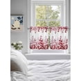 thumbnail image 3 of Pink Red Eucalyptus Leaves 2 Panel Kitchen Curtains for Small Windows, Watercolor Spring Summer Botanical Bathroom Tier Curtain, Short Window Treatment for Bedroom/Living Room 55"x36", 3 of 6
