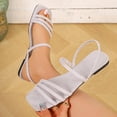 thumbnail image 2 of Dressy Womens Sandals Summer Comfortable Suede Strappy Square Toe Flats Sandals Women - Casual Walking Woman Shoes Gray 8.5(41), 2 of 5