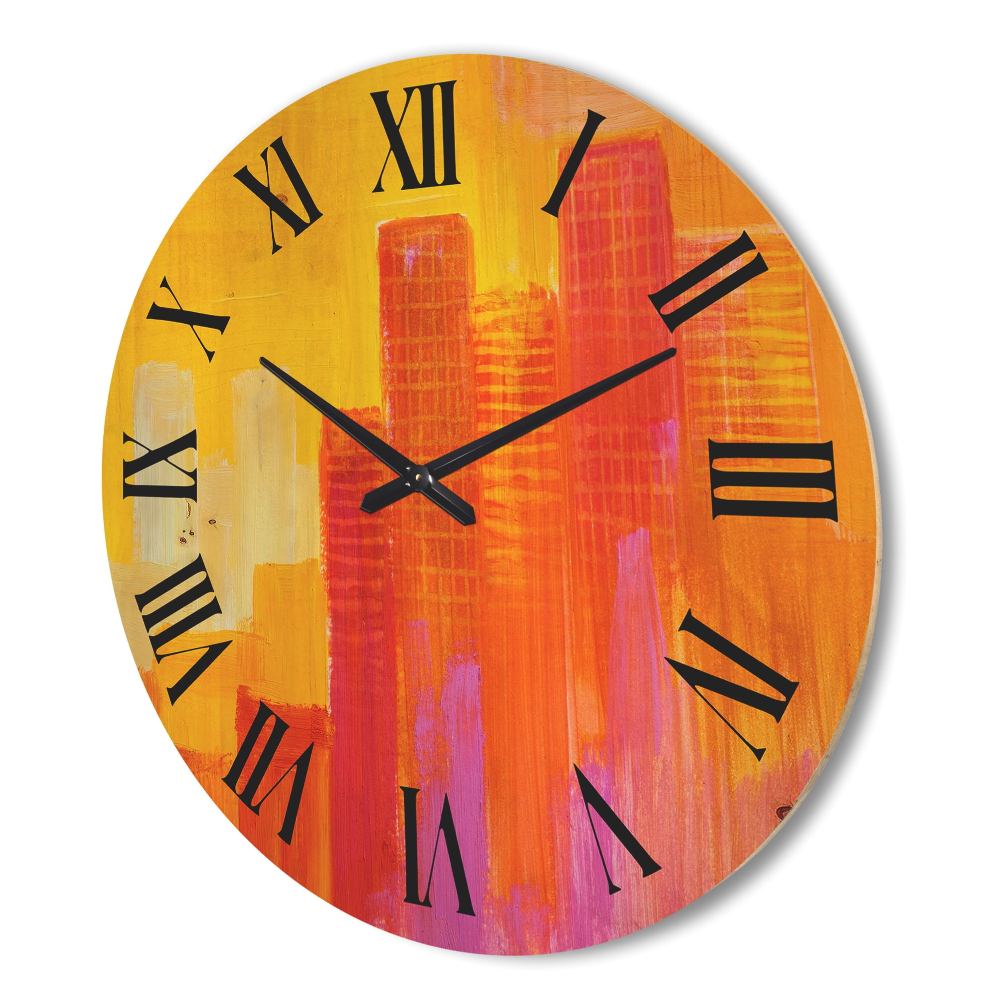 Designart 'Cityscape of Modern City Skyscrapers III' Modern Wood Wall Clock