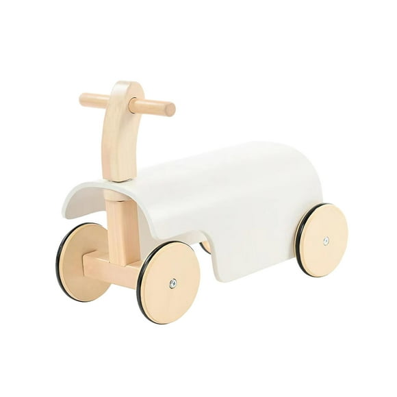 Toddlers Wooden Ride on Toys with Wheels 12M+ Sturdy Infant Riding Strollers White