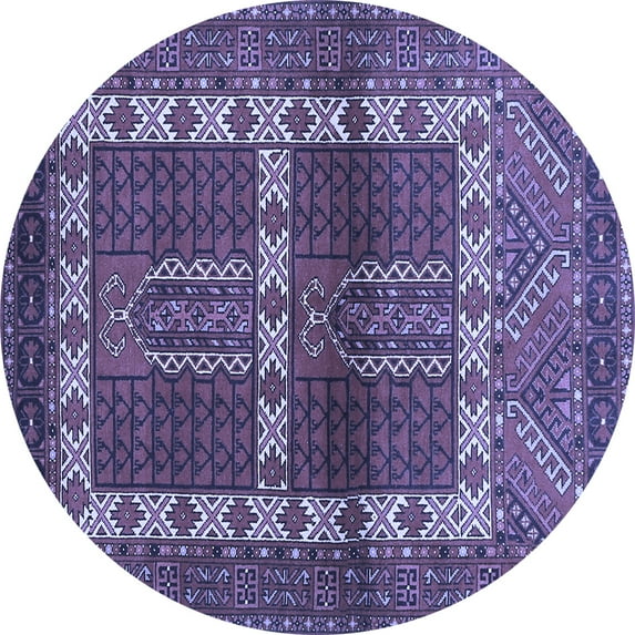 Ahgly Company Machine Washable Indoor Round Southwestern Blue Country Area Rugs, 6' Round