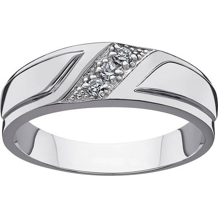 Platinum Plated Silver Wide CZ Wedding Band