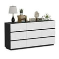 thumbnail image 3 of KULAGAGA Modern Chest of Drawer,63" Wide 9 Drawers Dresser for Living Room Bedroom, White & Black, 3 of 7