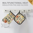 thumbnail image 4 of Yayeee Oven Mitts and Pot Holder Set of 2 Heat Resistant Kitchen Gloves Baking Hot Pad, Beige Floral, 4 of 5
