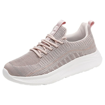 Fauean Sneakers for Women Fashion Mesh Breathable and Comfortable Non Slip Lace up Shoes Pink Size 37