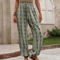 thumbnail image 2 of Zpanxa Wide Leg Pants Woman Slim Slightly Elastic Versatile Plaid Wide Leg Casual Pants Green L, 2 of 6
