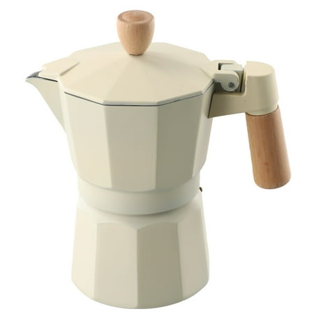 

Moka Pot Stovetop Espresso Maker 3/6 Cup Coffee Maker with Solid Wood handle