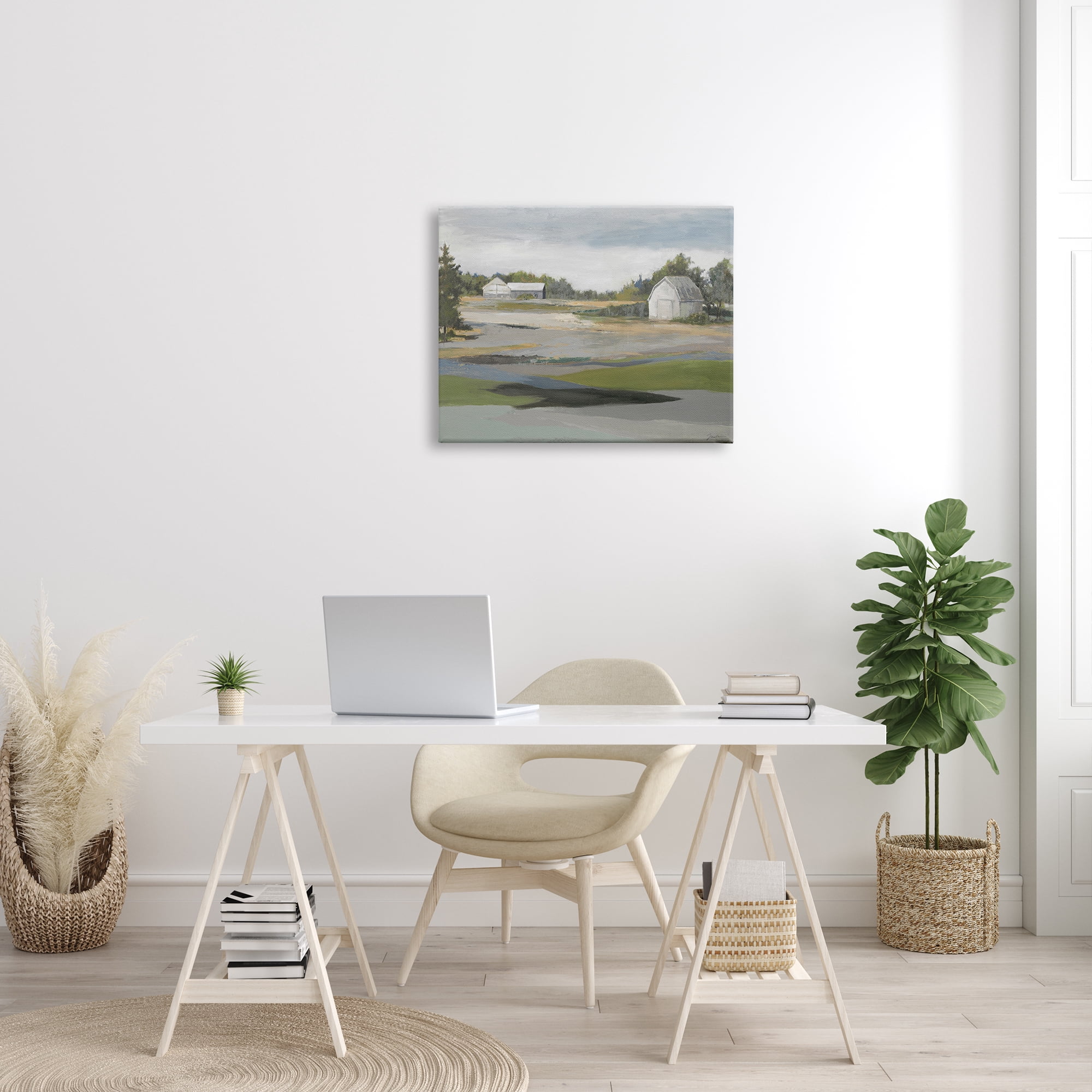 Stupell Industries Rural Farmland Vast Country Barn Agricultural Field Painting Gallery Wrapped Canvas Print Wall Art, Design by Liz Jardine