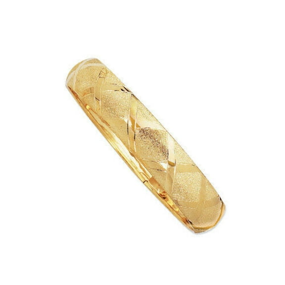 10K 7in Yellow Gold Diamond Cut/Textured Bangle with Box Clasp, Approx 7g