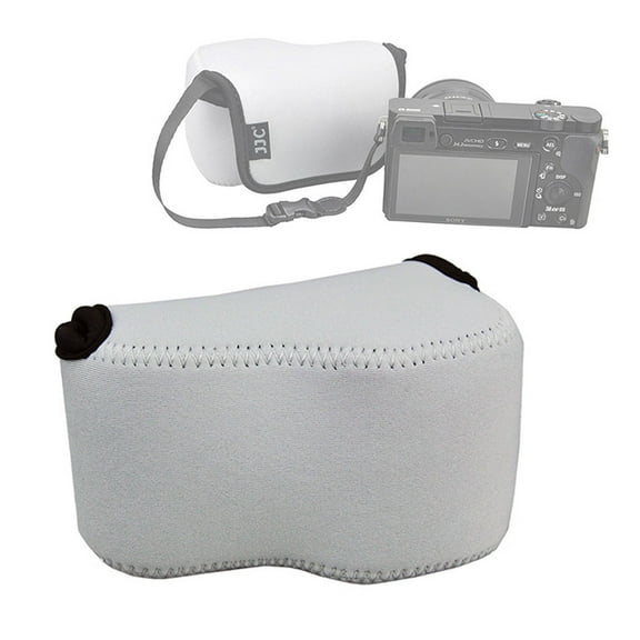 JJC S1GR Gray Ultra Light Neoprene Camera Case Pouch Bag, Compatible with Sony a6600 a6500 a6400 a6300 a6100 a6000 a5100 with Sony SELP1650 16-50mm Zoom Pancake Lens, Size 120 x 73 x 87mm