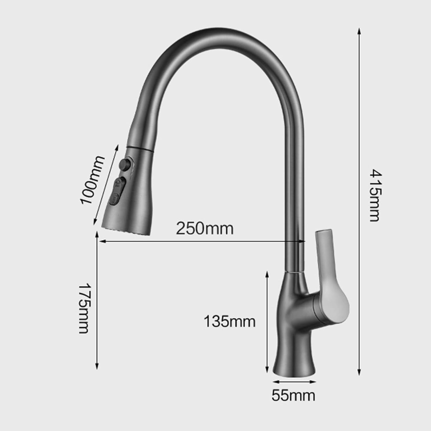 Kitchen Faucets with Pull Out Spray Gray Swivel Telescopic Brass Kitchen Sink Mixer Faucet