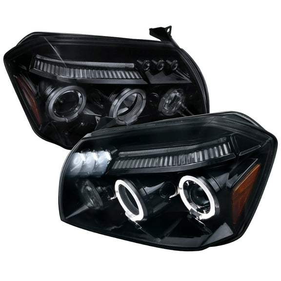 Spec-D Tuning Black Smoke LED Dual Halo Projector Headlights Compatible with 2005-2007 Dodge Magnum, Left Right Pair Headlamps Assembly