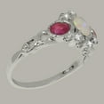 thumbnail image 4 of LBG English Made 18k White Gold Natural Opal Ruby Diamond Womens Anniversary Ring - Size 5, 4 of 5