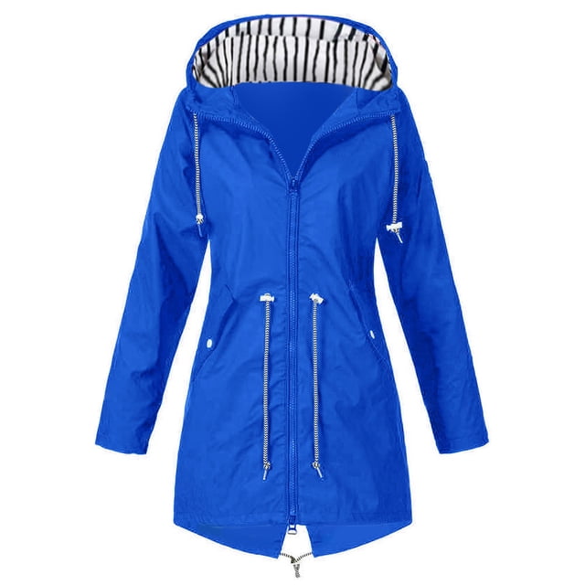 Veste de Pluie Unie pour Femmes Imperméable à Capuche Manteaux de Plein Air pour Randonnée et Voyage