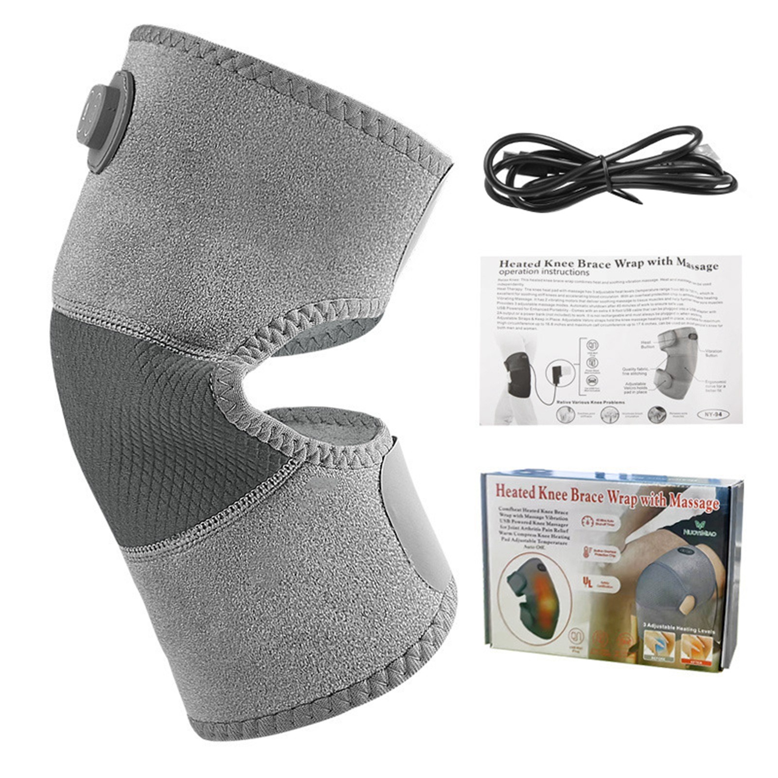 USB Charging Heated Knee Pads with Vibratory Massage and Thermal for Comfort and Recovery