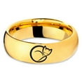 thumbnail image 2 of Tungsten Cat Love Cats Lover Kitten Kitty Feline Band Ring 7mm Men Women Comfort Fit 18k Yellow Gold Dome Polished, 2 of 4
