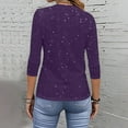 thumbnail image 6 of Enjoytime Spring Shirts for Women Solid Color 3/4 Sleeve Sparkly Tops Fashion Round Neck Trendy Casual Blouses Purple S, 6 of 7