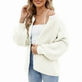 thumbnail image 2 of Womens Button Down Long Sleeve Chunky Soft Knit Sweater Fall Open Front Loose Casual Cardigan Coat White XL, 2 of 8