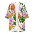 thumbnail image 4 of Dyegold Women's Beach Kimono Coverup Sheer Chiffon Cover Ups Casual Loose 3/4 Sleeve Floral Open Front Boho Cardigan Tops, 4 of 5