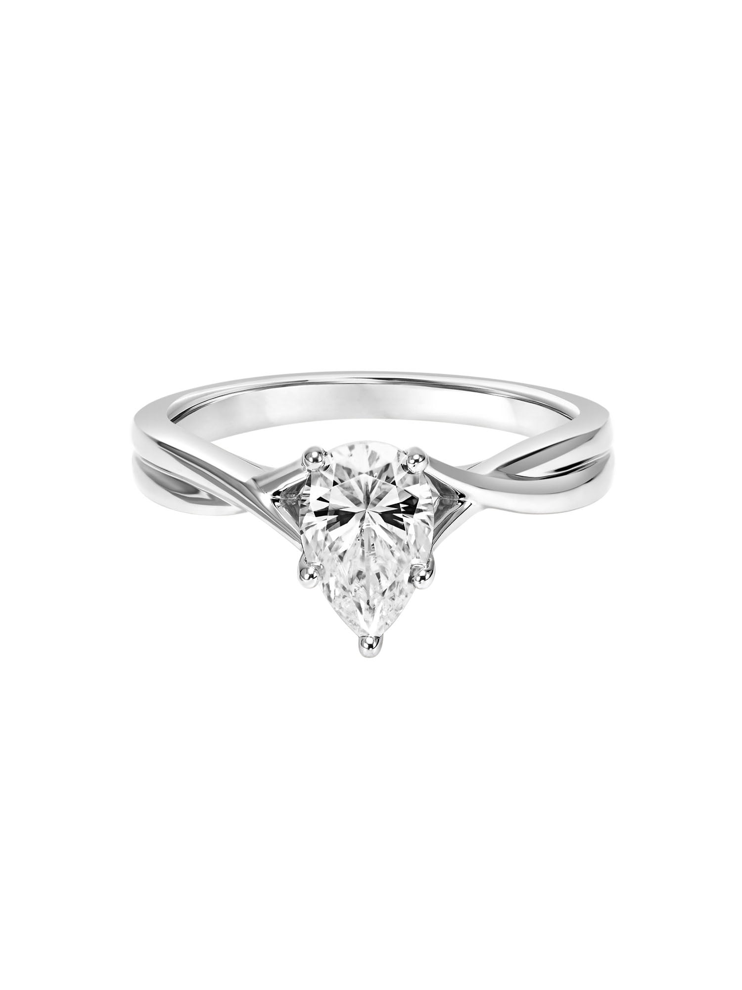 1.1 Carat DEW Pear-Cut Moissanite Sterling Silver Solitaire Engagement Ring