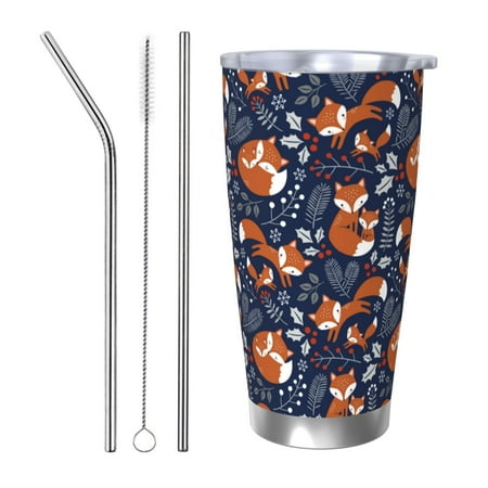 

Junzan Cute Foxes for 20oz Stainless Steel Insulated Car Cup with Spillproof Lid - Insulated Coffee Mug Thermal Cup-Straw Three-piece Set