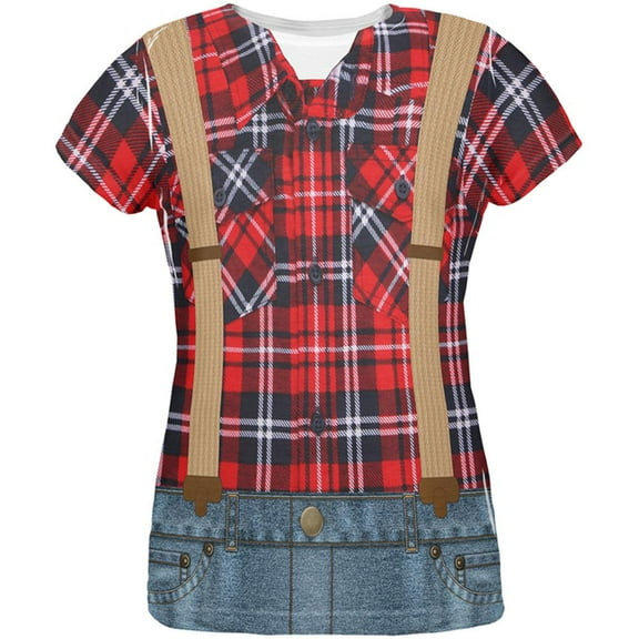 Halloween Lumberjack Costume All Over Womens T Shirt Multi 2XL