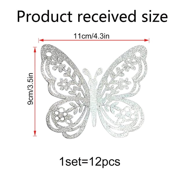 Pegatinas de pared decorativas para el hogar, con diseño de mariposas en blanco y negro, 3D, huecas, de PVC, para sala de estar y habitación de niños