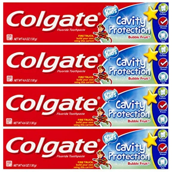 Colgate Kids Cavity Protection Bubble Fruit Fluoride Toothpaste 4.6Oz - Pack Of 4