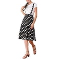 thumbnail image 5 of INSPIRE CHIC Women's Polka Dots Overall Flared Adjustable Straps Suspender Skirts XS Black, 5 of 8