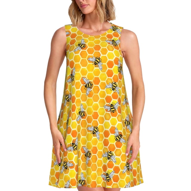 Disketp Honeycombs para Vestido sin Mangas para Mujeres, Vestidos de Verano para Mujeres, Casual y Holgado para la Playa