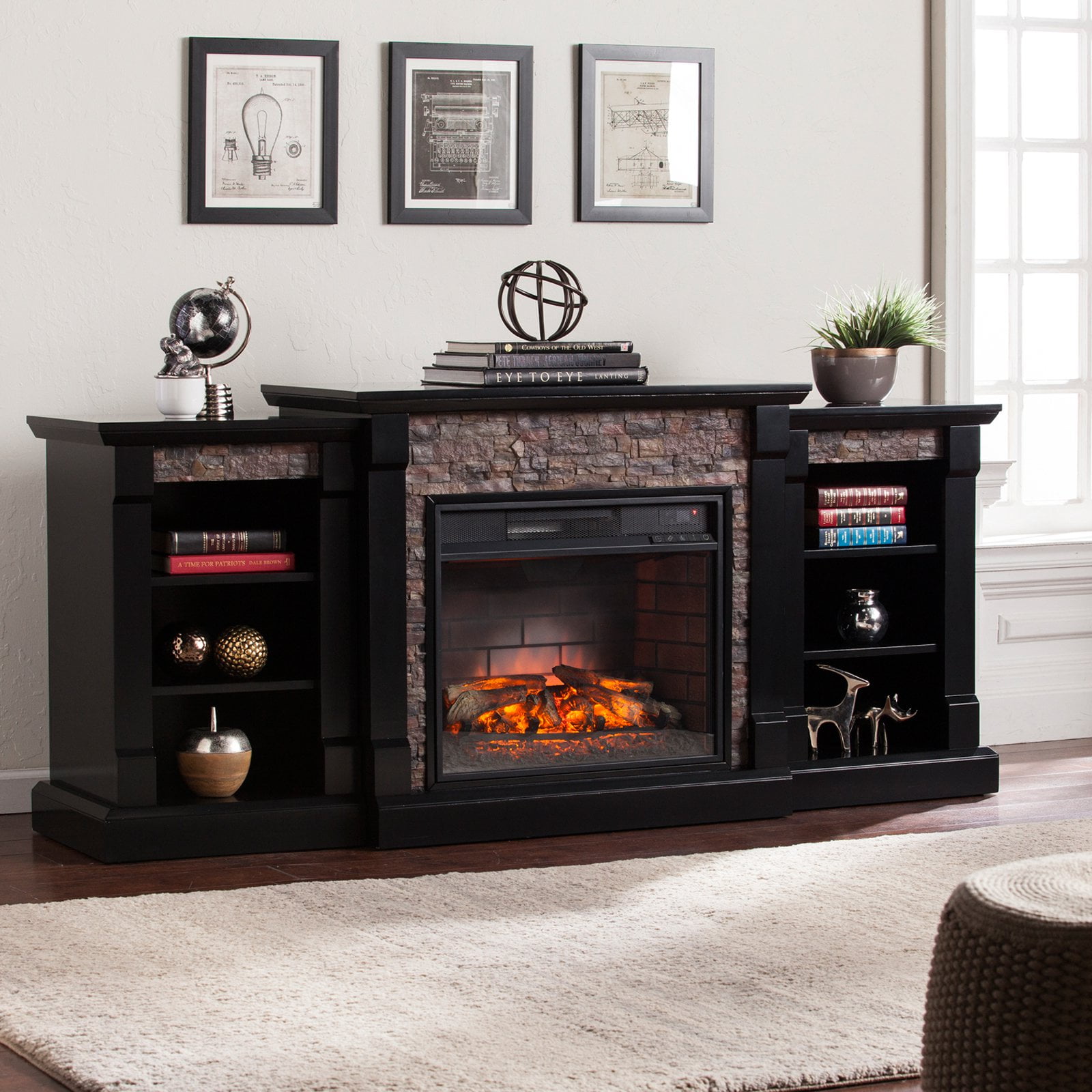 New White SEI Furniture Gallatin Fireplace