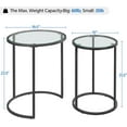 thumbnail image 7 of Round Nesting End Table Set of 2,Stacking Side Tables,Coffee Tables Set w/Metal Frame & Glass Top & Protective Foot Pads for Small Space, Living Room, Office- Black, 7 of 7