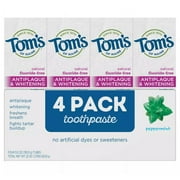 Tom's of Maine Antiplaque and Whitening Fluoride-Free Peppermint Toothpaste, 4 c