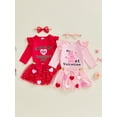 thumbnail image 3 of BemeyourBBs Newborn Baby Girl First Valentines Day Outfit Long Sleeve Letter Romper Heart Tulle Tutu Skirt Set Bow Headband 3 Pcs Spring Clothes Set, 3 of 9