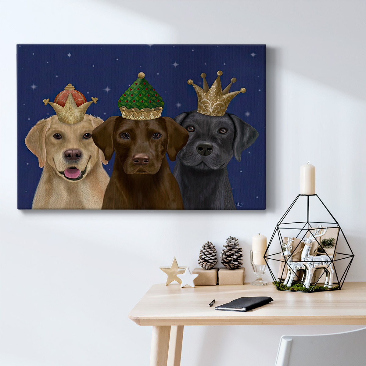Christmas Labradors, Three Kings- Gallery Wrapped Canvas