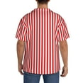 thumbnail image 7 of Balery Red And White Stripes Men's Casual Button Down Shirt Short Sleeve Textured Summer Cuban Beach Shirts-X-Large, 7 of 7