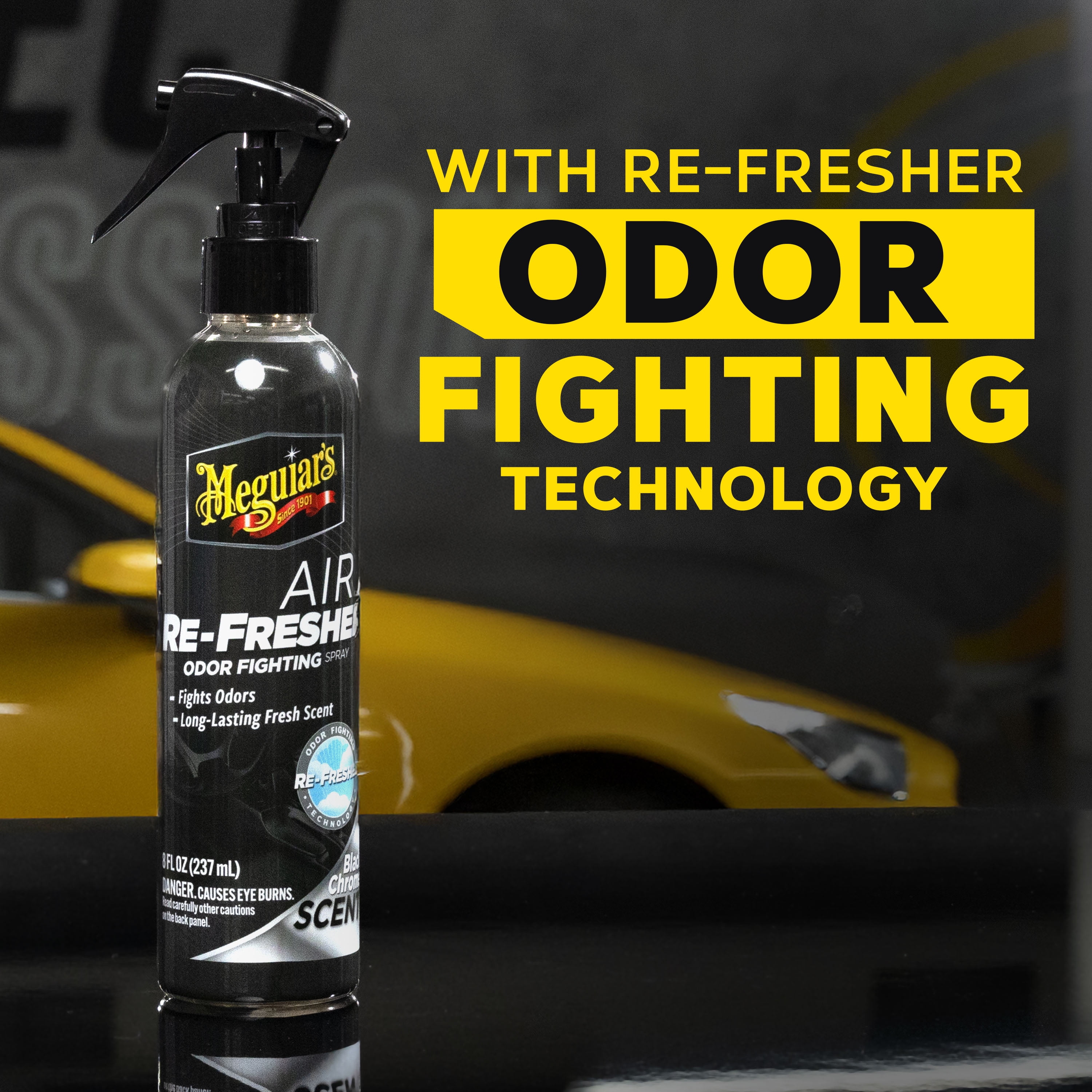 (2 pack) Meguiar’s Air Re-Fresher Odor Fighting Spray - Black Chrome Scent - Refresh and Instantly Fight Odors, G250708, 8 oz