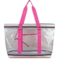thumbnail image 2 of Eastsport Supreme Deluxe Clear Tote with Wristlet, Pink Beach Stripes, 2 of 6