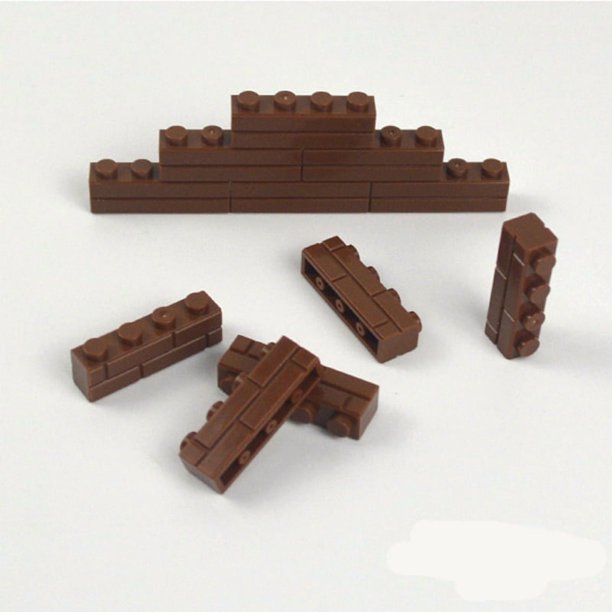 Ladrillos de pared gruesos de partículas pequeñas, 1x2, 1x3, 1x4 puntos, accesorios a granel, puertas, ventanas, bloques de construcción DIY, juguete educativo para niños,60pcs brown 1x4
