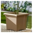 thumbnail image 2 of 15.5 Inch Accent Square Planter - Lightweight Decorative Outdoor Plant Pot with Drainage for Front Porch, Deck, Patio, Sandstone, 2 of 6