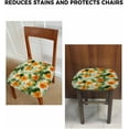 thumbnail image 5 of Dining Room Chair Seat Covers Set of 4 Hawaiian Hibiscus Flower Tropical Leaves Removable Stretch Chair Seat Cushion Slipcovers Protector for Holiday Party Festival Decoration, Summer Orange Green, 5 of 5