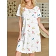 thumbnail image 2 of Avidlove Bamboo Viscose Nightgowns for Women Ruffled Short Sleeve Sleepshirts Daisy Print Pajamas Dress with Chest Pocekts S-3XL, 2 of 6