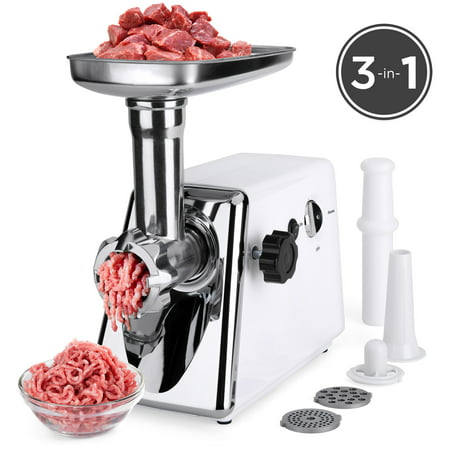 Best Choice Products 1200W Electric Meat Grinder Set for Home, Kitchen, Restaurant with 3 Grinding Plates, Speed Options, Sausage Kubbe Attachment, (Best Grinder For Gaggia Classic)