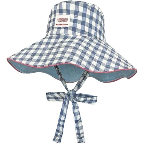 Sun Hats for Women Reversible Plaid Sun Cap Bucket Hat Wide Brim UV Protection Beach Hats 2026 Summer Travel Cap Fishing Hat